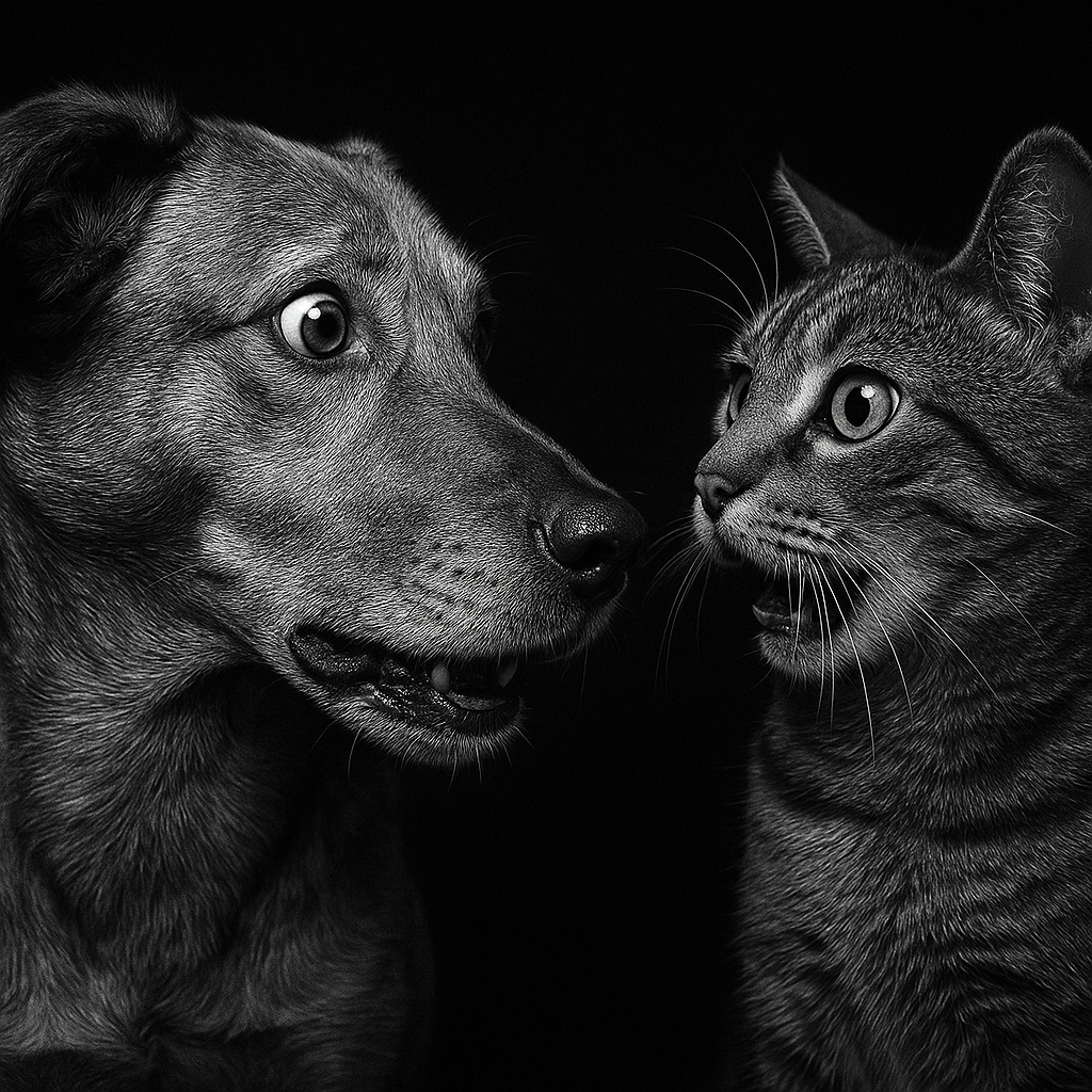 Imagine uma apresentção de duas espécies diferentes...nunca se viram ,nem falam a mesma língua.